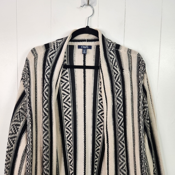 Chaps Southwestern Knit Open Cardigan Sweater Beige Boho Bohemian Size 3X Winter - Picture 5 of 10